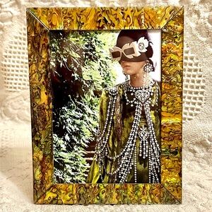 Retro Style Photo Frame Multicolored Mother of Pearl Fits 5x7